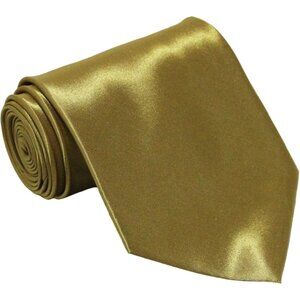 Men's Gold Solid Pure Color 3.75" Imported Satin Formal Neck Ties